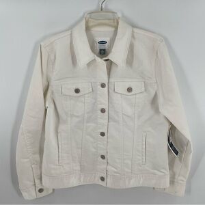 NWT Dead Stock Old Navy Off White Denim Pockets Rivet Details Closure Jacket